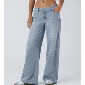 3040 NWT Halara Flex Asymmetric Low Rise Zipper Pockets Baggy Wide Leg Medium